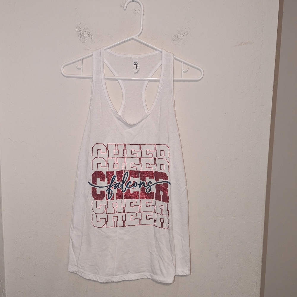 Ideal T White And Red Sparkly Tank Top Cheer Falcons Size Large